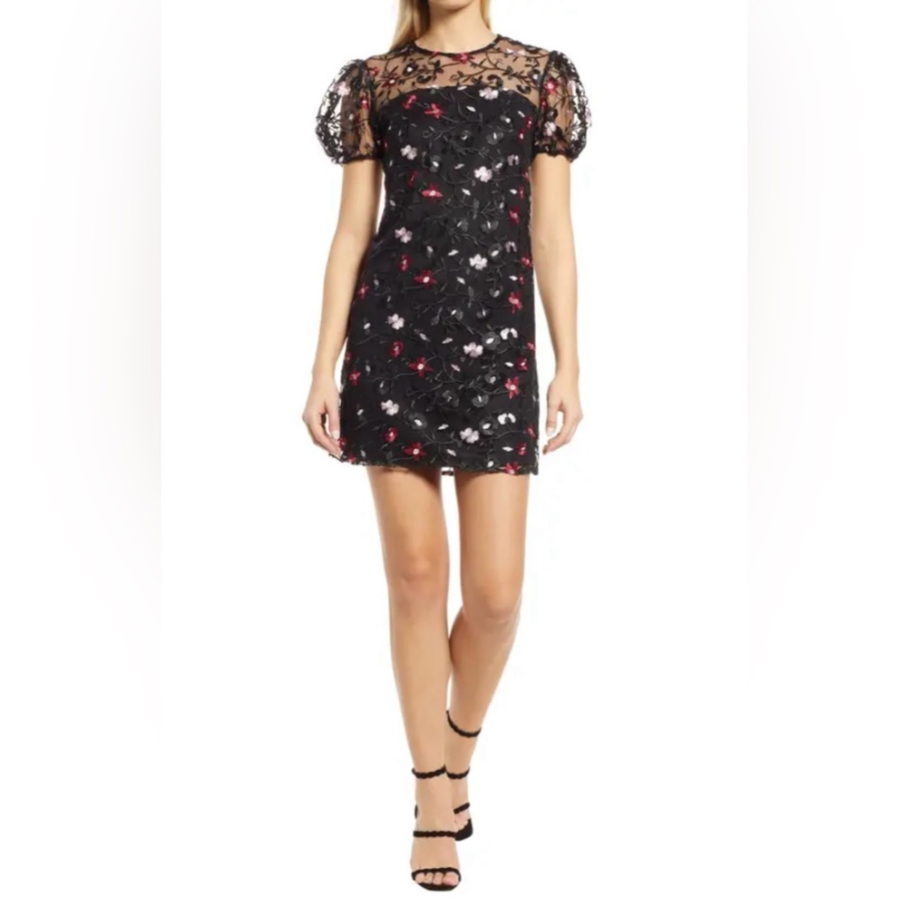 NWT, Sam Edelman Embroidered Puff Sleeve Shift Dress, Sz 2